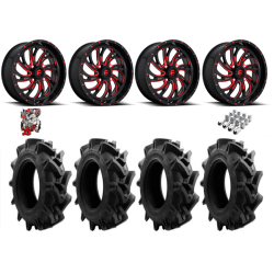 EFX Motohavok 33-8.5-20 Tires on Fuel Kompressor Gloss Black with Red Tint Wheels