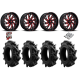 EFX Motohavok 35-8.5-20 Tires on Fuel Kompressor Gloss Black with Red Tint Wheels