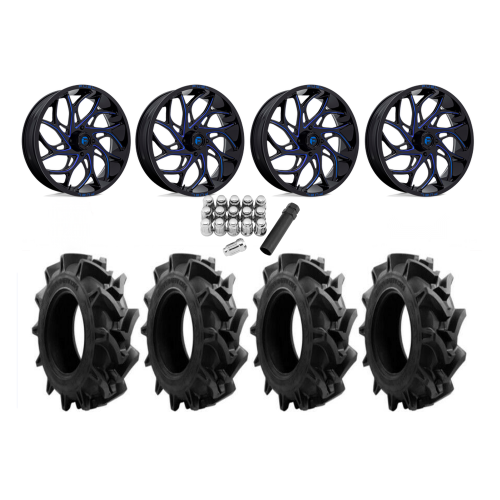 EFX Motohavok 35x8.5-22 Tires on Fuel Runner Candy Blue Wheels