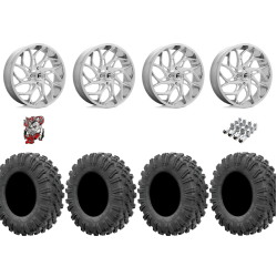 EFX Motoravage 32-10-18 Tires on Fuel Runner Polished Wheels
