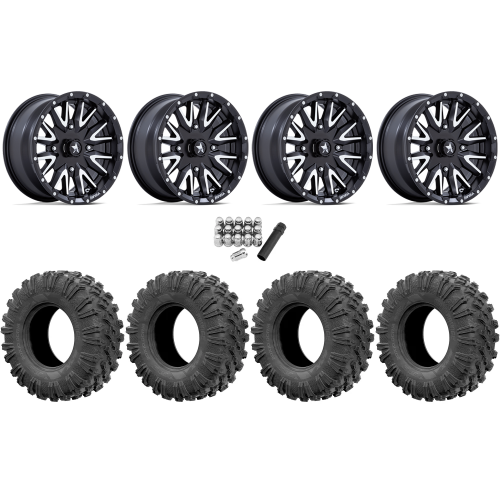 EFX MotoRavage 30x10-15 (8ply) Radial Tires on MSA M49 Creed Matte Black & Machined Wheels