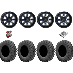 EFX Motoravage 30-10-14 Tires on ST-4 Gloss Black / Blue Wheels