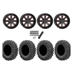 EFX Motoravage 30x10-14 Tires on ST-4 Gloss Black / Red Wheels