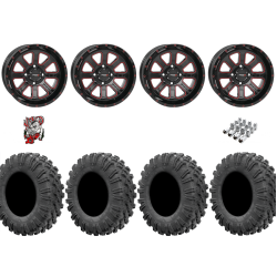 EFX Motoravage 30-10-14 Tires on ST-4 Gloss Black / Red Wheels