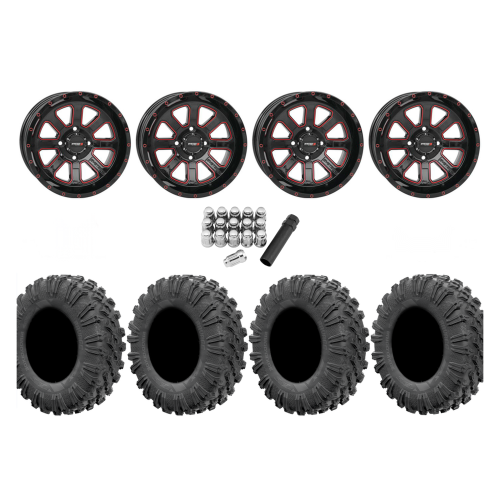 EFX Motoravage 30x10-14 Tires on ST-4 Gloss Black / Red Wheels