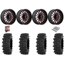 Frontline ACP 37-9.5-22 Tires on Fuel Arc Gloss Black Milled Red Wheels