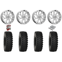 System 3 ATX470 35-10-18 Tires on Fuel Runner Polished Wheels
