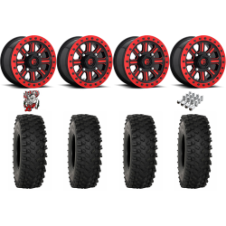 System 3 ATX470 33-10-15 Tires on Fuel Hardline Gloss Black with Candy Red Beadlock Wheels