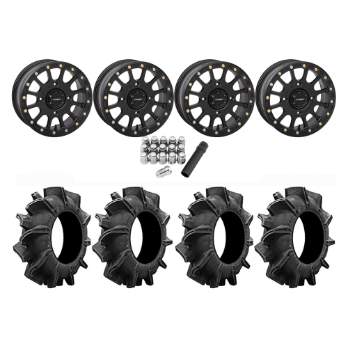 Assassinator Mud Tires 34x8-14 on SB-5 Matte Black Beadlock Wheels