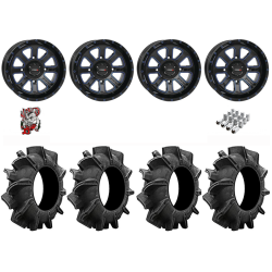 Assassinator Mud Tires 34-8-14 on ST-4 Gloss Black / Blue Wheels