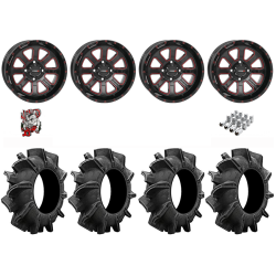 Assassinator Mud Tires 34-8-14 on ST-4 Gloss Black / Red Wheels
