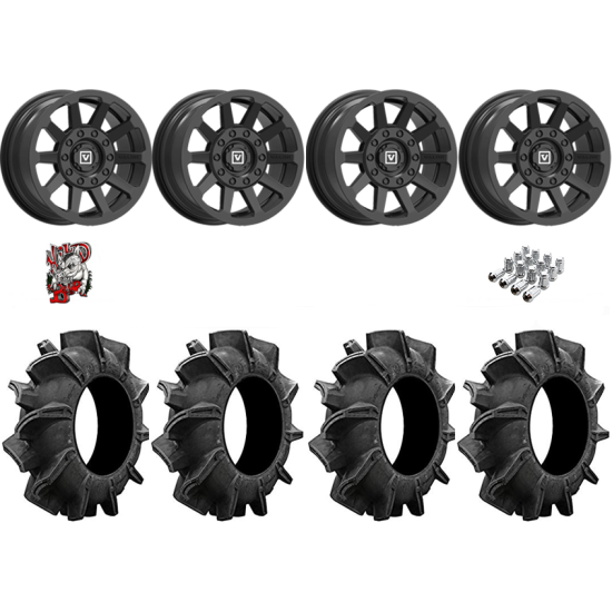Assassinator Mud Tires 28-10-14 on V02 Satin Black Wheels