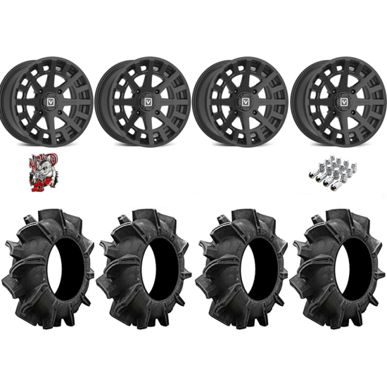 Assassinator Mud Tires 28-10-14 on V04 Satin Black Wheels