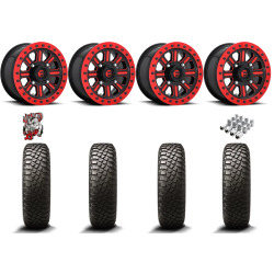 BF Goodrich Mud-Terrain KM3 32-10-15 Tires on Fuel Hardline Gloss Black with Candy Red Beadlock Wheels