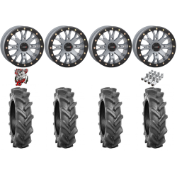 BKT AT 171 30-9-14 Tires on SB-4 Satin Cement Grey Beadlock Wheels