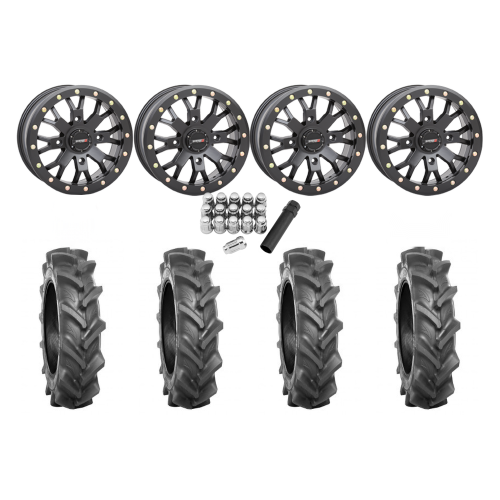 BKT AT 171 28x9-14 Tires on SB-4 Matte Black Beadlock Wheels