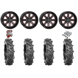 BKT AT 171 30-9-14 Tires on ST-4 Gloss Black / Red Wheels