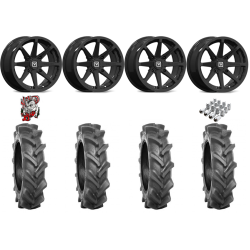 BKT AT 171 28-9-14 Tires on V01 Gloss Black Wheels