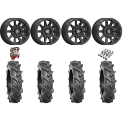 BKT AT 171 28-9-14 Tires on V02 Satin Black Wheels