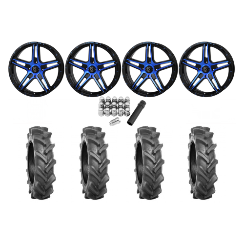 BKT AT 171 35x9-22 Tires on Frontline 505 Blue Tint Wheels