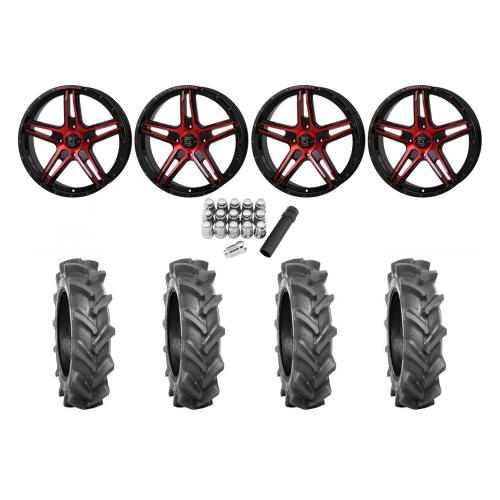 BKT AT 171 40x10-22 Tires on Frontline 505 Red Tint Wheels