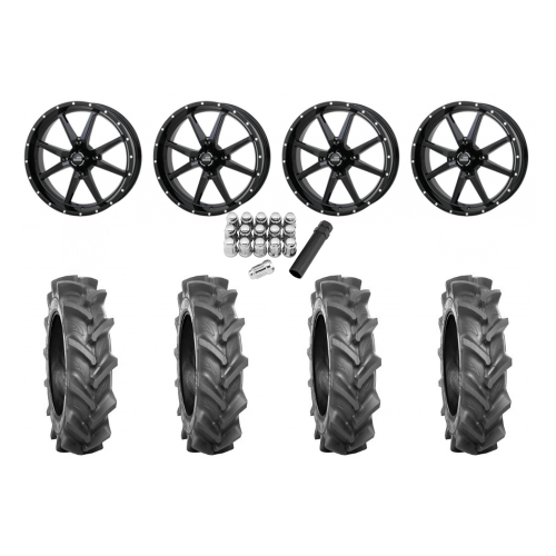 BKT AT 171 38x10-20 Tires on Frontline 556 Gloss Black Wheels
