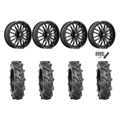 BKT AT 171 38x10-20 Tires on Fuel Arc Gloss Black Milled Wheels