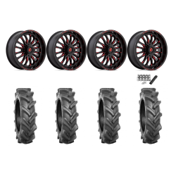 BKT AT 171 35x9-20 Tires on Fuel Arc Gloss Black Milled Red Wheels