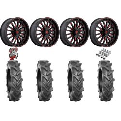 BKT AT 171 37-9-22 Tires on Fuel Arc Gloss Black Milled Red Wheels