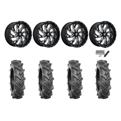 BKT AT 171 33x8-18 Tires on Fuel Kompressor Gloss Black & Milled Wheels