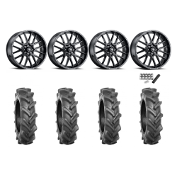 BKT AT 171 33x8-18 Tires on ITP Hurricane Gloss Black Wheels