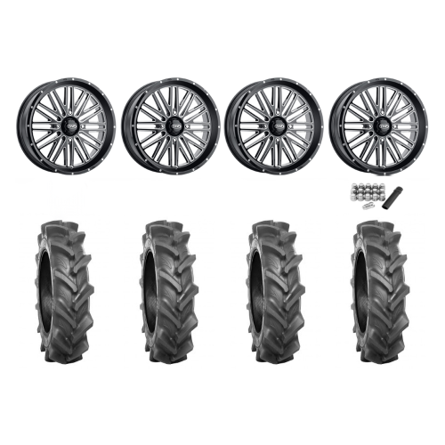 BKT AT 171 33x9-20 Tires on ITP Momentum Gloss Black Milled Wheels