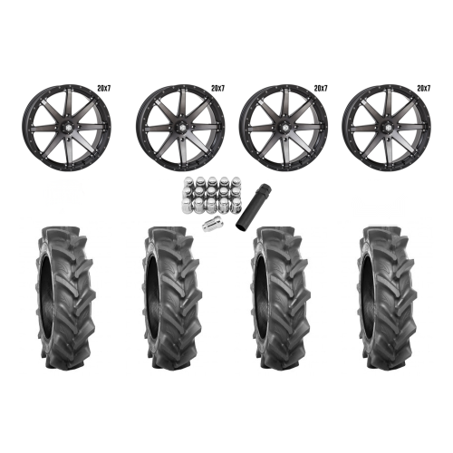 BKT AT 171 33x9-20 Tires on STI HD10 Smoke Wheels