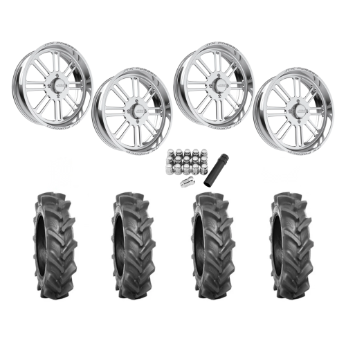 BKT AT 171 40x9-24 Tires on JTX Forged Bayonet Polished Wheels