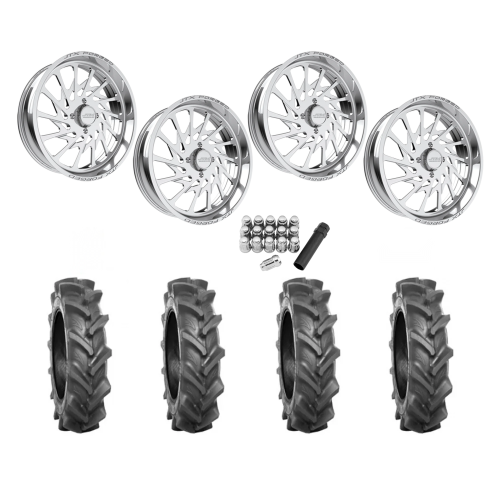 BKT AT 171 40x9-24 Tires on JTX Forged Psycho Polished Wheels