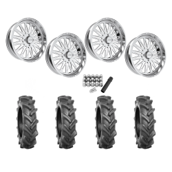 BKT AT 171 40x9-24 Tires on JTX Forged Schizo Polished Wheels