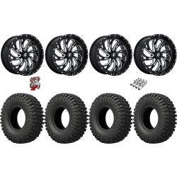 EFX MotoCrusher 37-10-18 Tires on Fuel Kompressor Gloss Black Milled Wheels