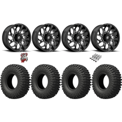 EFX MotoCrusher 37-10-18 Tires on Fuel Runner Gloss Black Milled Wheels