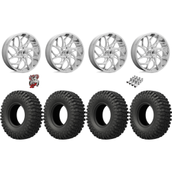 EFX MotoCrusher 37-10-18 Tires on Fuel Runner Polished Wheels