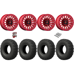 EFX MotoCrusher 32-10-15 Tires on Fuel Rincon Candy Red Beadlock Wheels