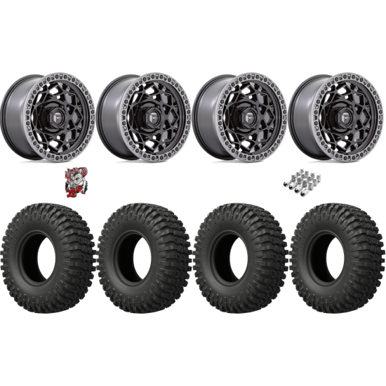 EFX MotoCrusher 32-10-15 Tires on Fuel Unit Matte Black Wheels