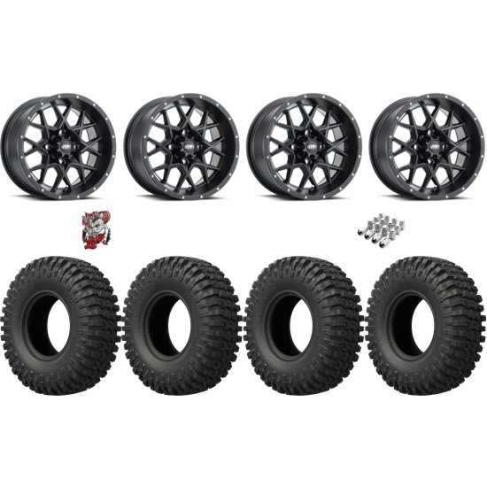 EFX MotoCrusher 33-10-15 Tires on ITP Hurricane Satin Black Wheels