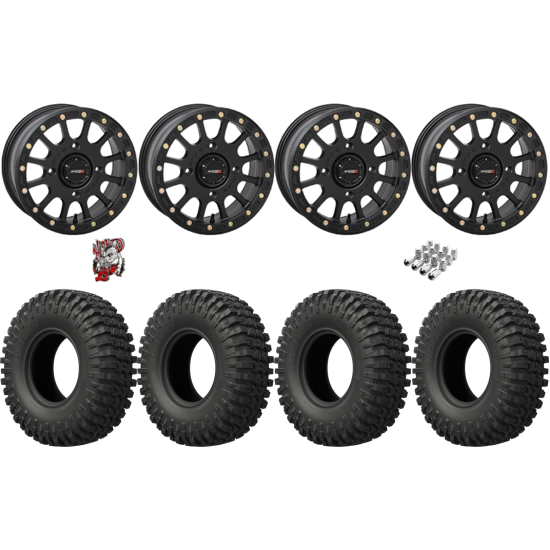 EFX MotoCrusher 33-10-15 Tires on SB-5 Matte Black Beadlock Wheels