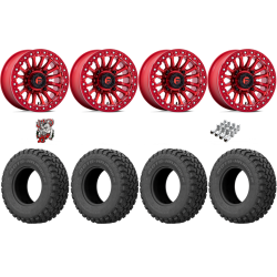 EFX MotoHammer 32-10-15 Tires on Fuel Rincon Candy Red Beadlock Wheels