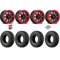 EFX MotoRally 35-10-15 Tires on Fuel Hardline Gloss Black with Candy Red Beadlock Wheels