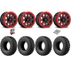 EFX MotoRally 32-10-15 Tires on Fuel Hardline Gloss Black with Candy Red Beadlock Wheels