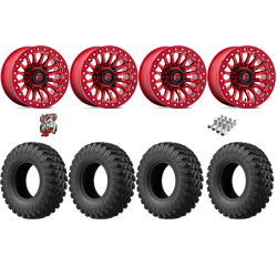 EFX MotoRally 30-10-15 Tires on Fuel Rincon Candy Red Beadlock Wheels