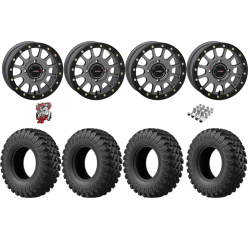 EFX MotoRally 35-10-15 Tires on SB-5 Gunmetal Grey Beadlock Wheels