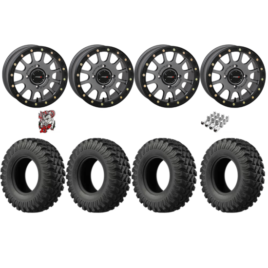 EFX MotoRally 30-10-15 Tires on SB-5 Gunmetal Grey Beadlock Wheels