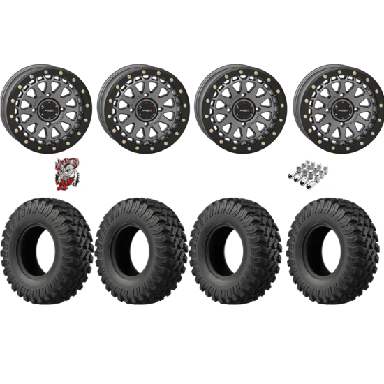 EFX MotoRally 30-10-15 Tires on SB-6 Gunmetal Grey Beadlock Wheels